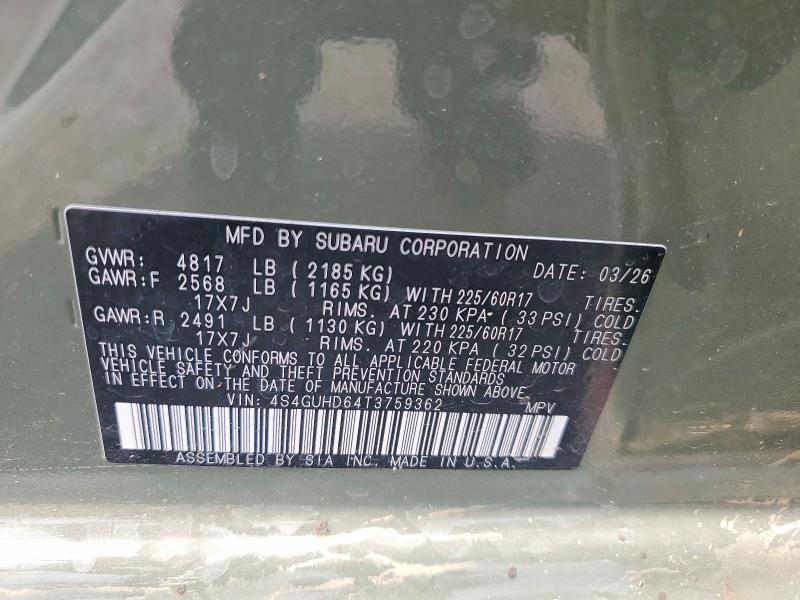 Продажа на аукционе авто 2026 Subaru Crosstrek, vin: 4S4GUHD64T3759362, номер лота: 85980125