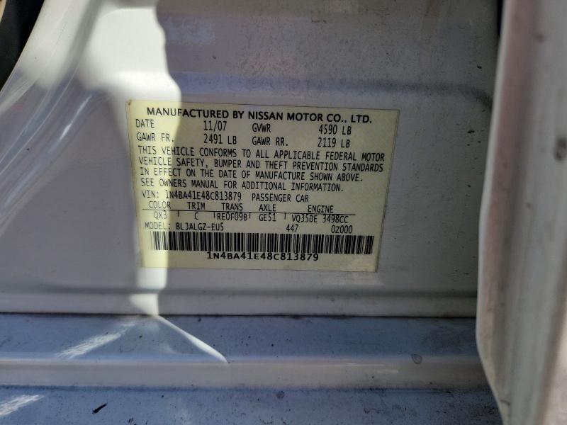 Продажа на аукционе авто 2008 Nissan Maxima, vin: 1N4BA41E48C813879, номер лота: 62329216