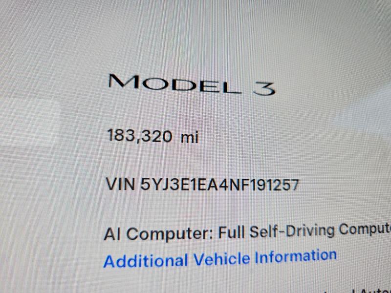 Продаж на аукціоні авто 2022 Tesla Model 3, vin: 5YJ3E1EA4NF191257, номер лоту: 60057176
