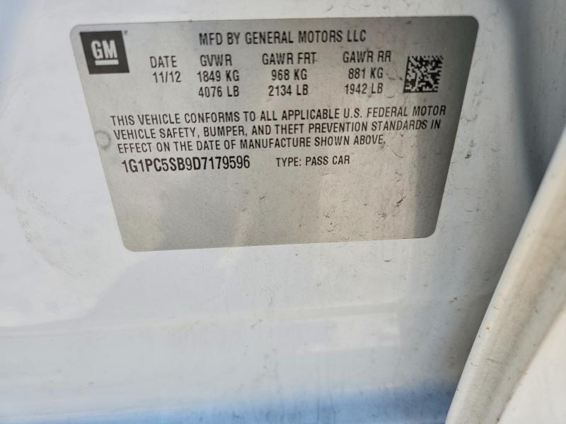 2013 Chevrolet Cruze მანქანა იყიდება აუქციონზე, vin: 1G1PC5SB9D7179596, აუქციონის ნომერი: 60659446