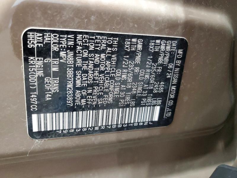 Продажа на аукционе авто 2024 Nissan Rogue, vin: JN8BT3BB7RW283897, номер лота: 60482856