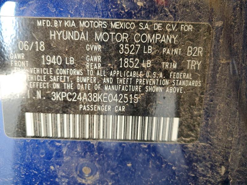 Aukcja sprzedaży 2019 Hyundai Accent, vin: 3KPC24A38KE042515, numer aukcji: 60767356
