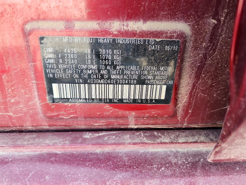 59573806 :رقم المزاد ، 4S3BMBD60E3004188 vin ، 2014 Subaru Legacy مزاد بيع