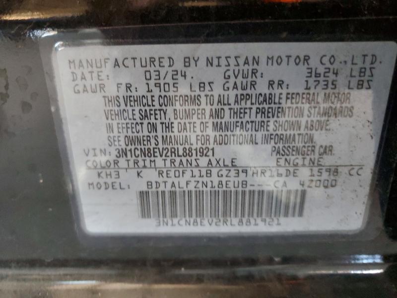 Продажа на аукционе авто 2024 Nissan Versa, vin: 3N1CN8EV2RL881921, номер лота: 59238056