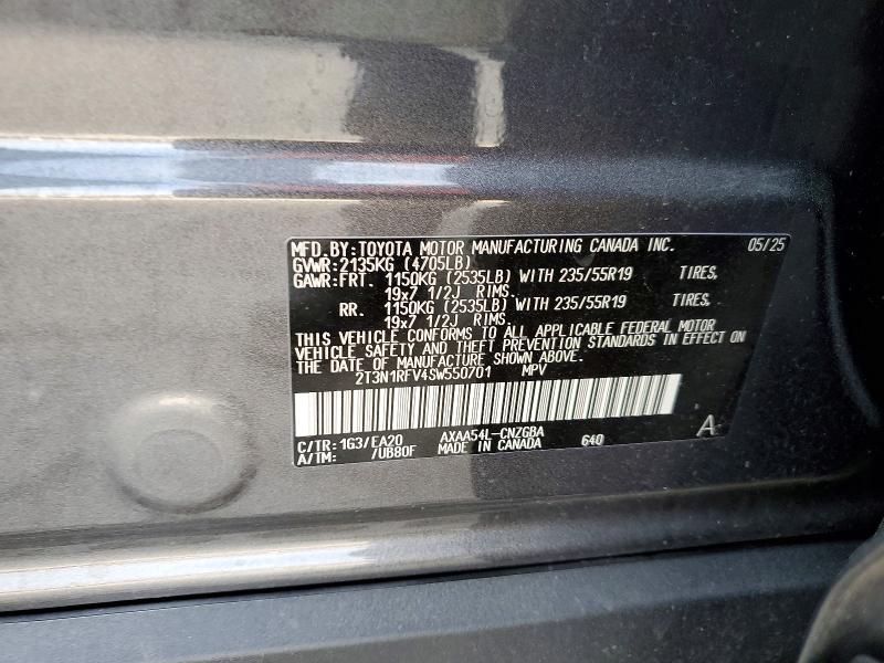 Продаж на аукціоні авто 2025 Toyota Rav4, vin: 2T3N1RFV4SW550701, номер лоту: 62231686