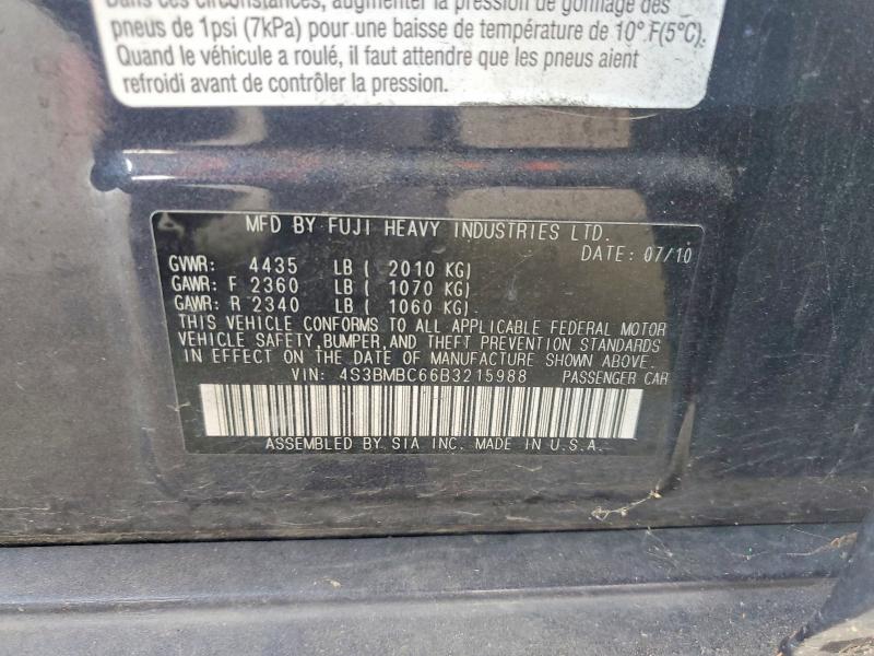 2011 Subaru Legacy მანქანა იყიდება აუქციონზე, vin: 4S3BMBC66B3215988, აუქციონის ნომერი: 60651916