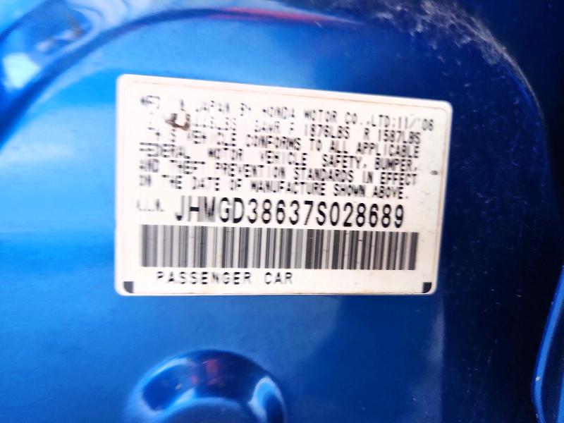 Продажа на аукционе авто 2007 Honda Fit, vin: JHMGD38637S028689, номер лота: 95587695