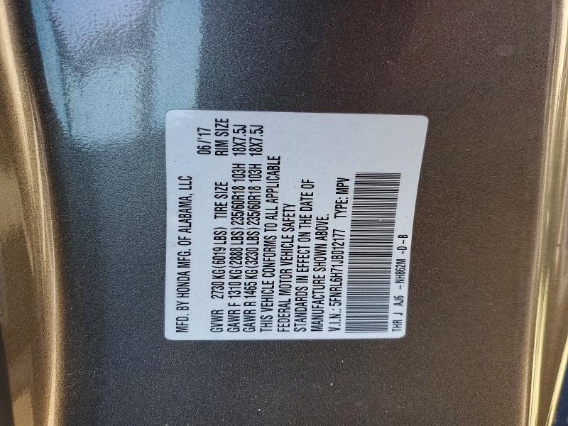 Aukcja sprzedaży 2018 Honda Odyssey, vin: 5FNRL6H71JB012177, numer aukcji: 59919386