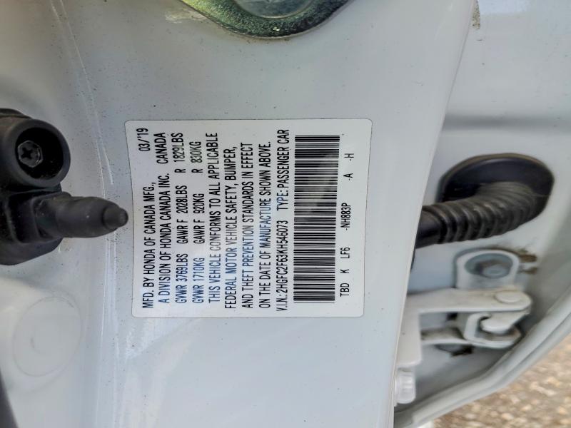 61821756 :رقم المزاد ، 2HGFC2F63KH546073 vin ، 2019 Honda Civic مزاد بيع