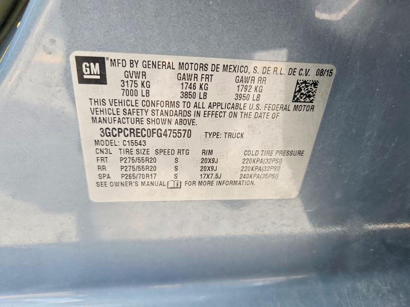 Продажа на аукционе авто 2015 Chevrolet Silverado, vin: 3GCPCREC0FG475570, номер лота: 59901906