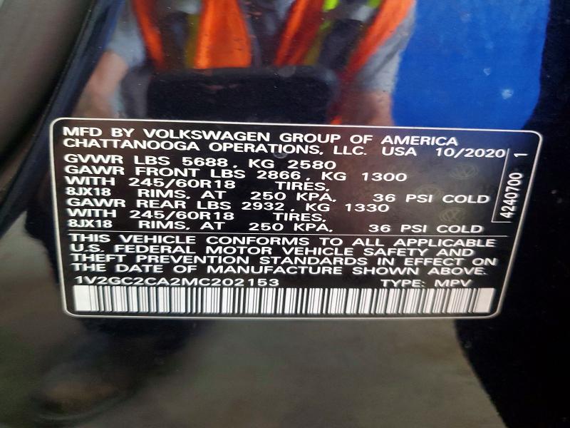 Aukcja sprzedaży 2021 Volkswagen Atlas Cross Sport, vin: 1V2GC2CA2MC202153, numer aukcji: 62328576