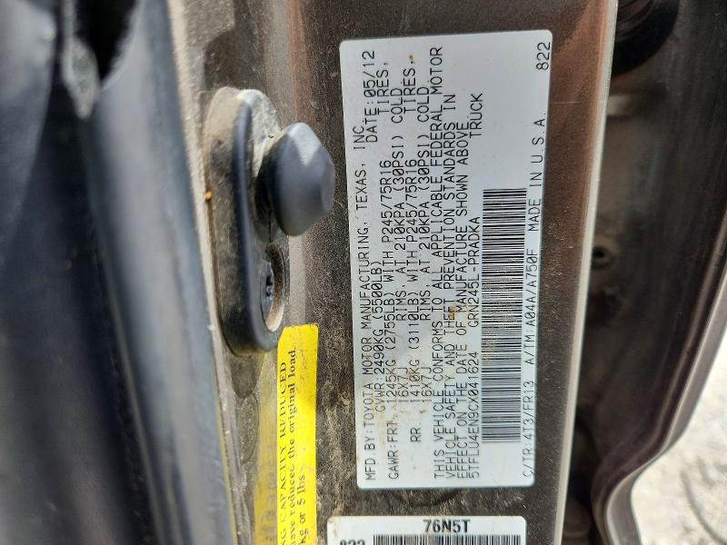 61487386 :رقم المزاد ، 5TFLU4EN9CX041624 vin ، 2012 Toyota Tacoma مزاد بيع