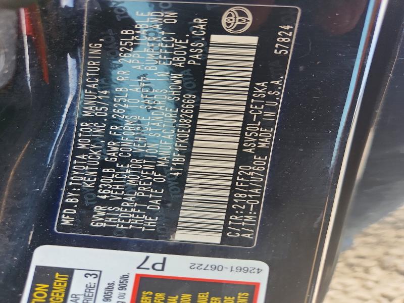 2014 Toyota Camry მანქანა იყიდება აუქციონზე, vin: 4T1BF1FK0EU826669, აუქციონის ნომერი: 61900826