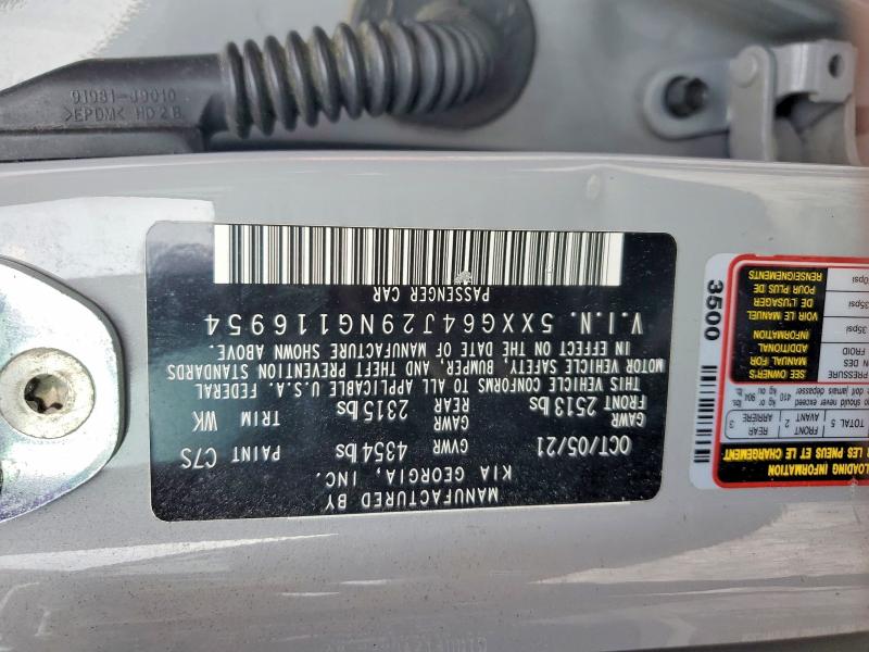 Aukcja sprzedaży 2022 Kia K5, vin: 5XXG64J29NG116954, numer aukcji: 62918476