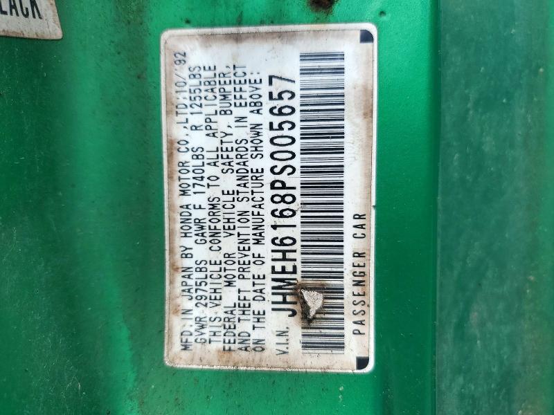 Продаж на аукціоні авто 1993 Honda Civic, vin: JHMEH6168PS005657, номер лоту: 59647866