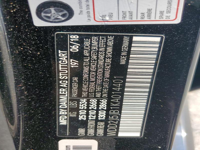 Aukcja sprzedaży 2019 Mercedes-benz Cls, vin: WDD2J5JB1KA014401, numer aukcji: 63019996