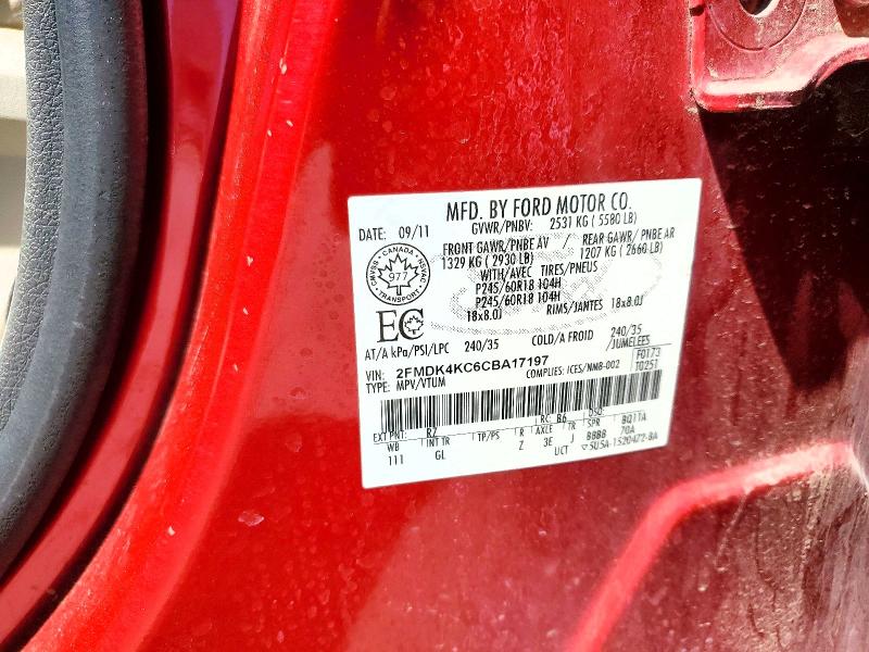 2012 Ford Edge მანქანა იყიდება აუქციონზე, vin: 2FMDK4KC6CBA17197, აუქციონის ნომერი: 60577026