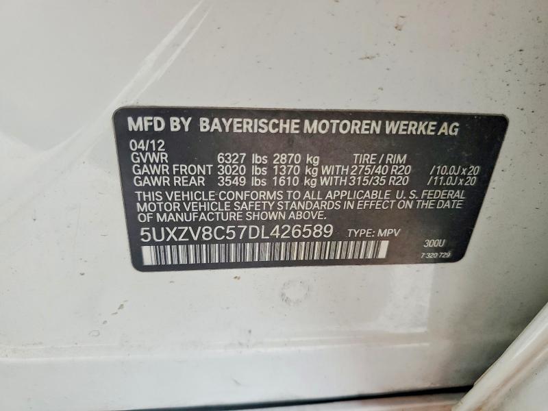 60607866 :رقم المزاد ، 5UXZV8C57DL426589 vin ، 2013 Bmw X5 مزاد بيع