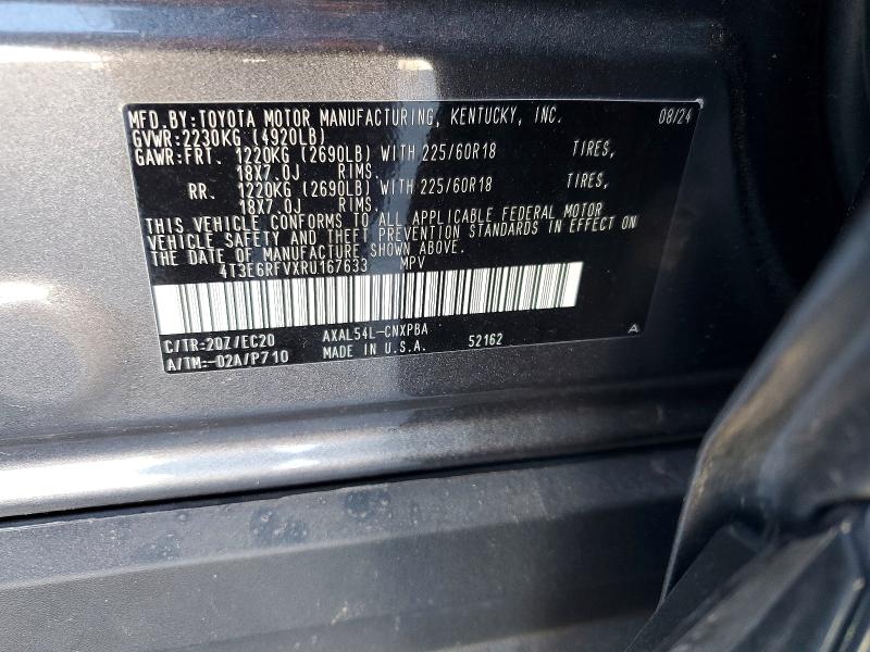 Aukcja sprzedaży 2024 Toyota Rav4, vin: 4T3E6RFVXRU167633, numer aukcji: 59394866