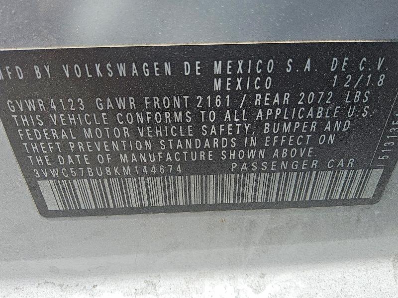 Aukcja sprzedaży 2019 Volkswagen Jetta, vin: 3VWC57BU8KM144674, numer aukcji: 59369546