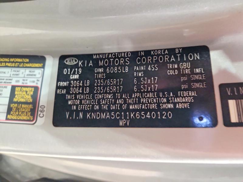 Aukcja sprzedaży 2019 Kia Sedona, vin: KNDMA5C11K6540120, numer aukcji: 60478586