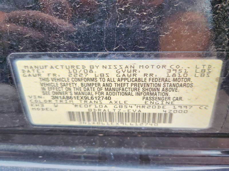Продаж на аукціоні авто 2009 Nissan Sentra, vin: 3N1AB61EX9L612740, номер лоту: 61580576