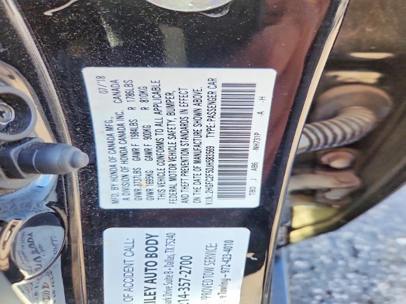 Aukcja sprzedaży 2018 Honda Civic, vin: 2HGFC2F50JH583569, numer aukcji: 61707486