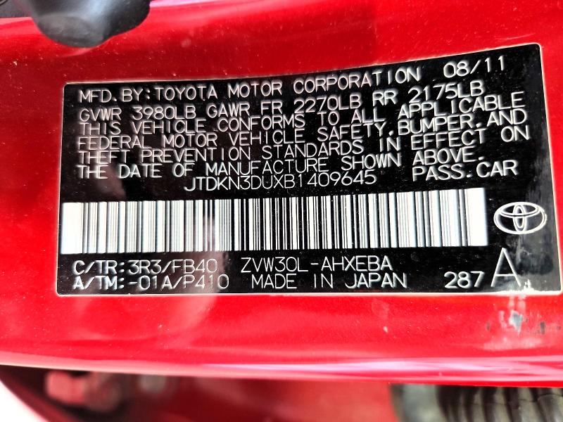 Продаж на аукціоні авто 2011 Toyota Prius, vin: JTDKN3DUXB1409645, номер лоту: 61029906