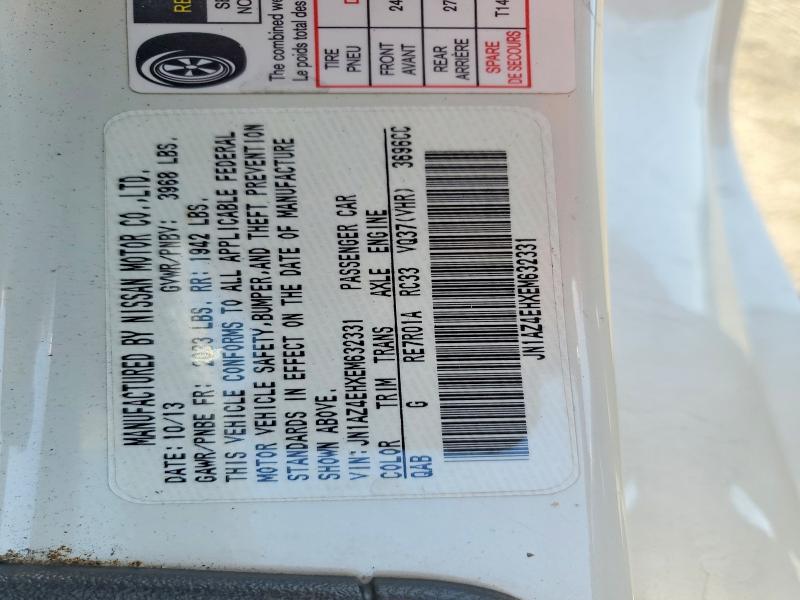 61996506 :رقم المزاد ، JN1AZ4EHXEM632331 vin ، 2014 Nissan 370z مزاد بيع