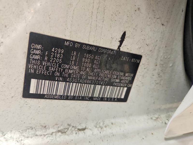 Продаж на аукціоні авто 2019 Subaru Impreza, vin: 4S3GTAD66K3701427, номер лоту: 62839986