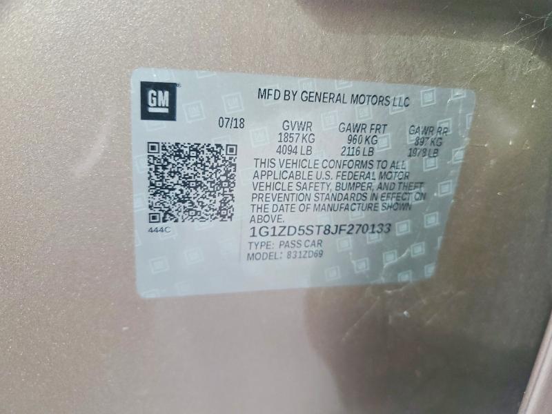 Продажа на аукционе авто 2018 Chevrolet Malibu, vin: 1G1ZD5ST8JF270133, номер лота: 61422816
