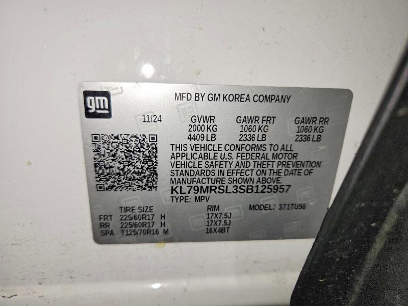 62222256 :رقم المزاد ، KL79MRSL3SB125957 vin ، 2025 Chevrolet Trailblazer مزاد بيع