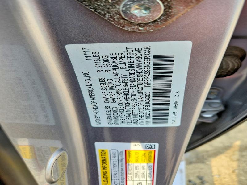 Aukcja sprzedaży 2018 Honda Accord, vin: 1HGCV1F30JA042820, numer aukcji: 61596176