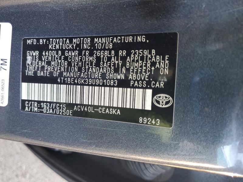 Продаж на аукціоні авто 2009 Toyota Camry, vin: 4T1BE46K39U901083, номер лоту: 62254596