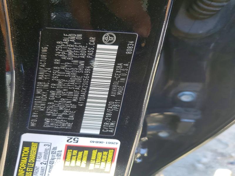 2025 Toyota Camry მანქანა იყიდება აუქციონზე, vin: 4T1DAACK2SU564984, აუქციონის ნომერი: 61609936