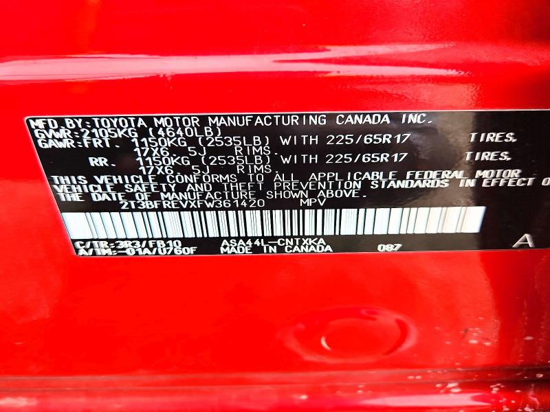 Продажа на аукционе авто 2015 Toyota Rav4, vin: 2T3BFREVXFW361420, номер лота: 59302956