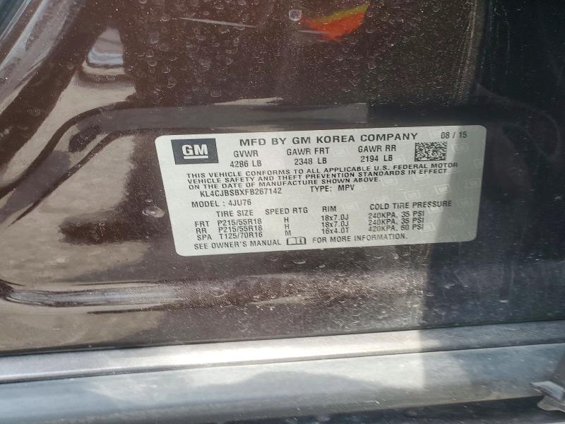Aukcja sprzedaży 2015 Buick Encore, vin: KL4CJBSBXFB267142, numer aukcji: 61620756