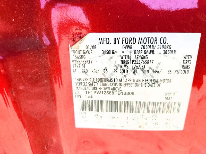 Aukcja sprzedaży 2008 Ford F150, vin: 1FTPW12588FB16809, numer aukcji: 63339166