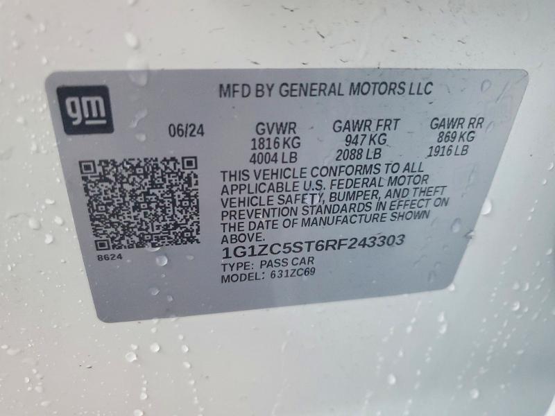 2024 Chevrolet Malibu მანქანა იყიდება აუქციონზე, vin: 1G1ZC5ST6RF243303, აუქციონის ნომერი: 61760336