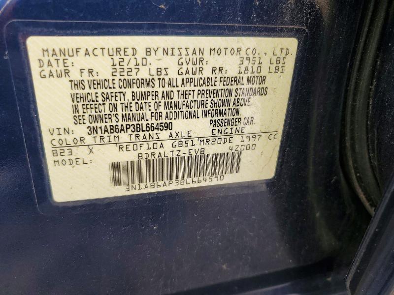 60279426 :رقم المزاد ، 3N1AB6AP3BL664590 vin ، 2011 Nissan Sentra مزاد بيع