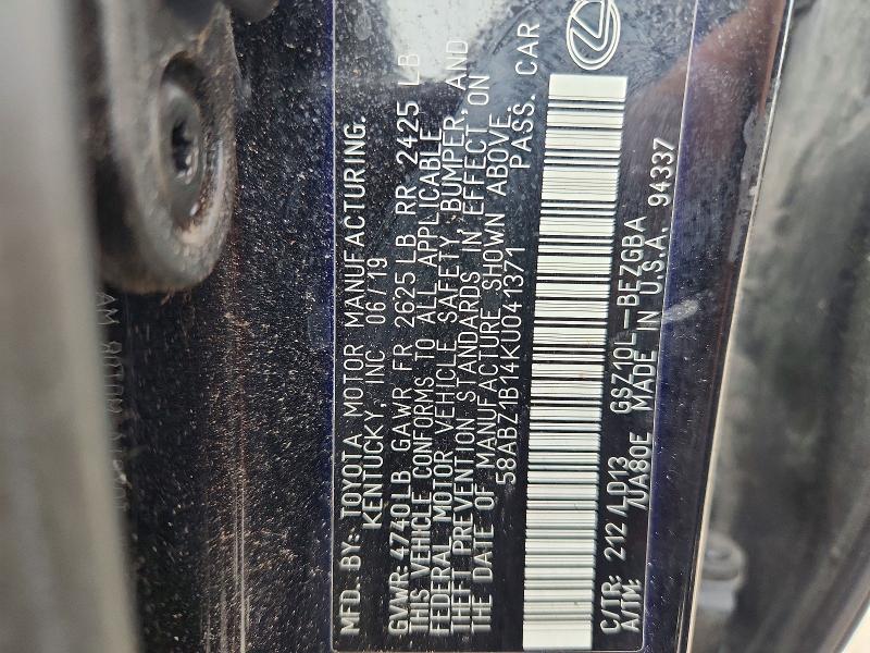 Aukcja sprzedaży 2019 Lexus Es, vin: 58ABZ1B14KU041371, numer aukcji: 59614566
