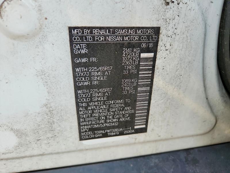 2018 Nissan Rogue მანქანა იყიდება აუქციონზე, vin: KNMAT2MV5JP601412, აუქციონის ნომერი: 61309906