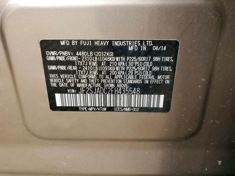Aukcja sprzedaży 2015 Subaru Forester, vin: JF2SJADC2FH435548, numer aukcji: 60450686