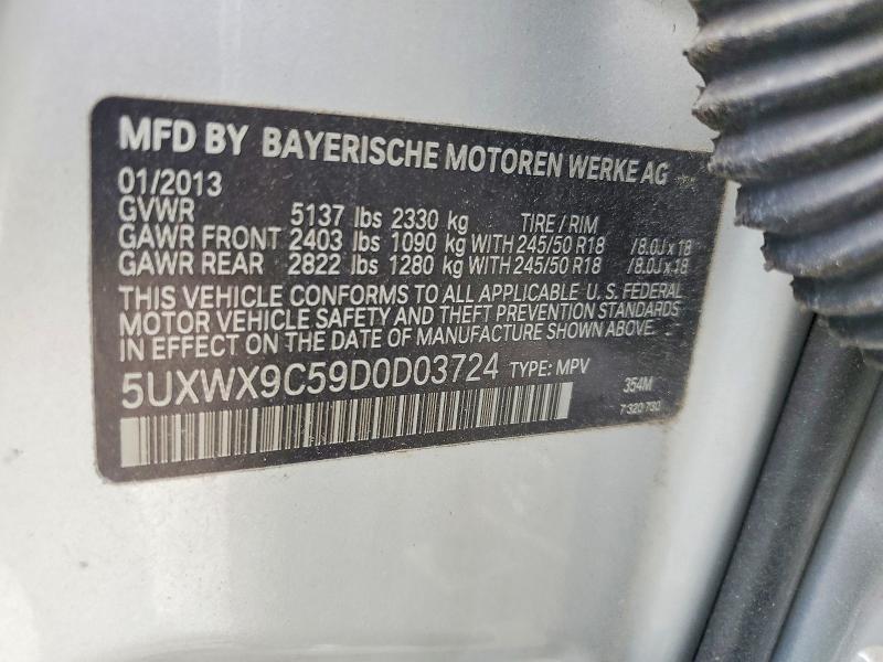 Продаж на аукціоні авто 2013 Bmw X3, vin: 5UXWX9C59D0D03724, номер лоту: 59609606