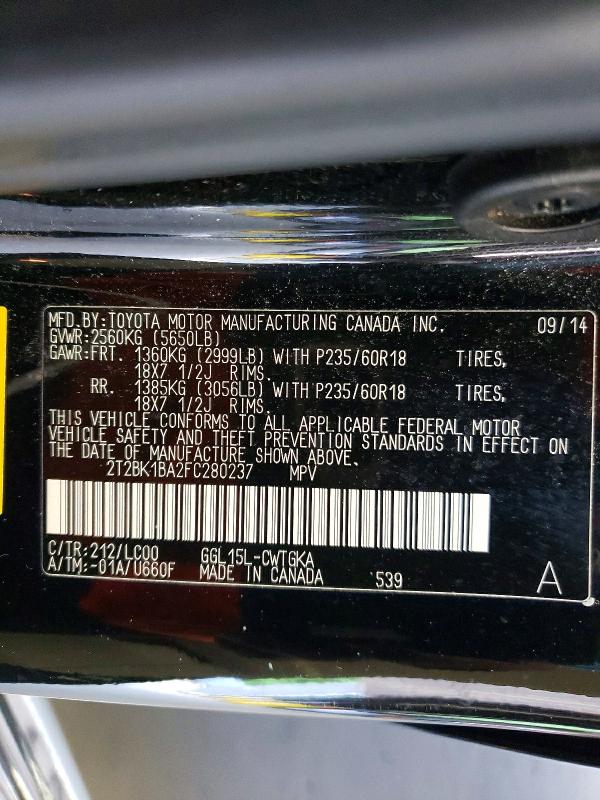 Продаж на аукціоні авто 2015 Lexus Rx 350, vin: 2T2BK1BA2FC280237, номер лоту: 59213306