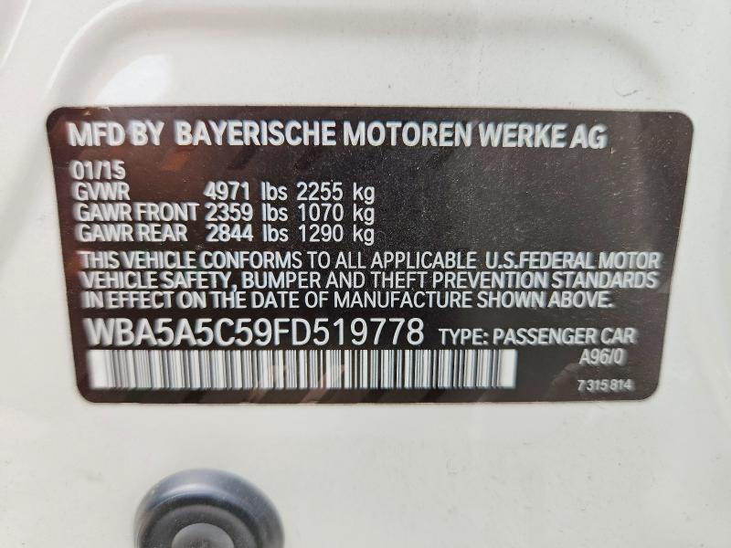 Aukcja sprzedaży 2015 Bmw 528, vin: WBA5A5C59FD519778, numer aukcji: 60528926