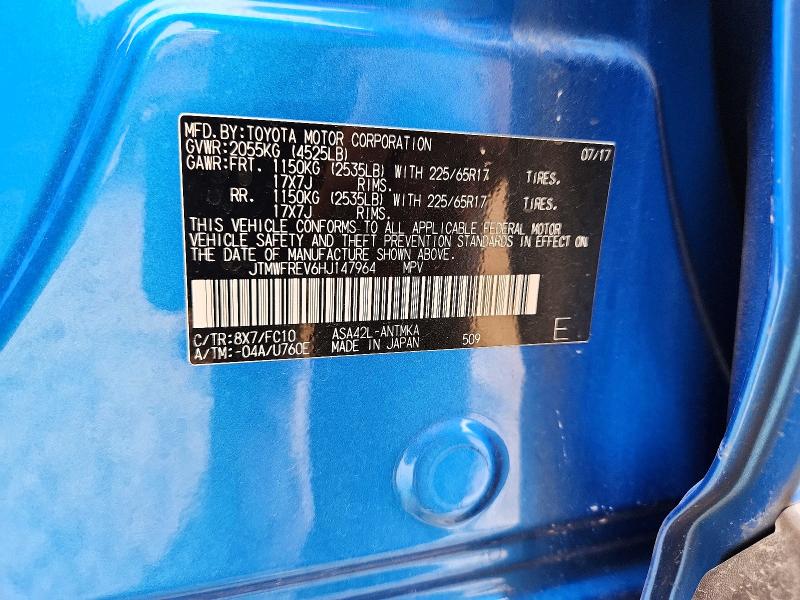 60885746 :رقم المزاد ، JTMWFREV6HJ147964 vin ، 2017 Toyota Rav4 مزاد بيع