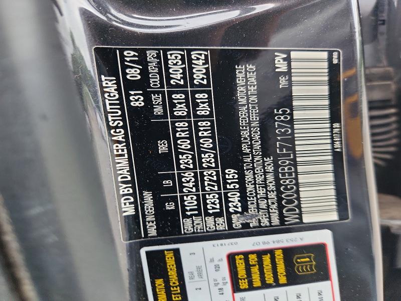 Aukcja sprzedaży 2020 Mercedes-benz Glc, vin: WDC0G8EB9LF713785, numer aukcji: 62676236