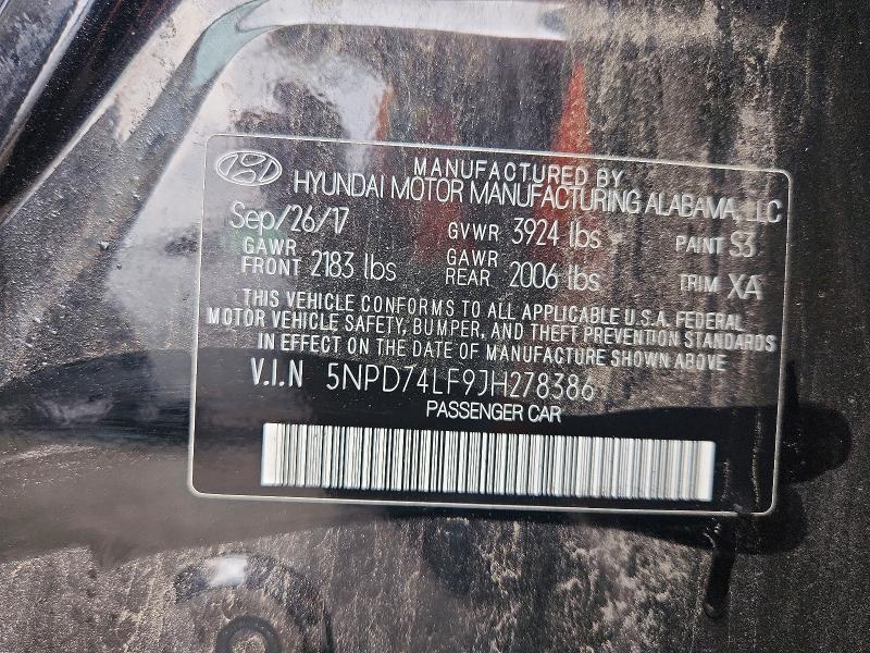 Продажа на аукционе авто 2018 Hyundai Elantra, vin: 5NPD74LF9JH278386, номер лота: 62287086
