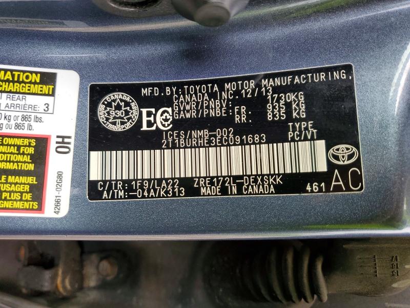 2014 Toyota Corolla მანქანა იყიდება აუქციონზე, vin: 2T1BURHE3EC091683, აუქციონის ნომერი: 62136186